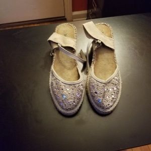 Sandals gray in color with bling. No shoe box.